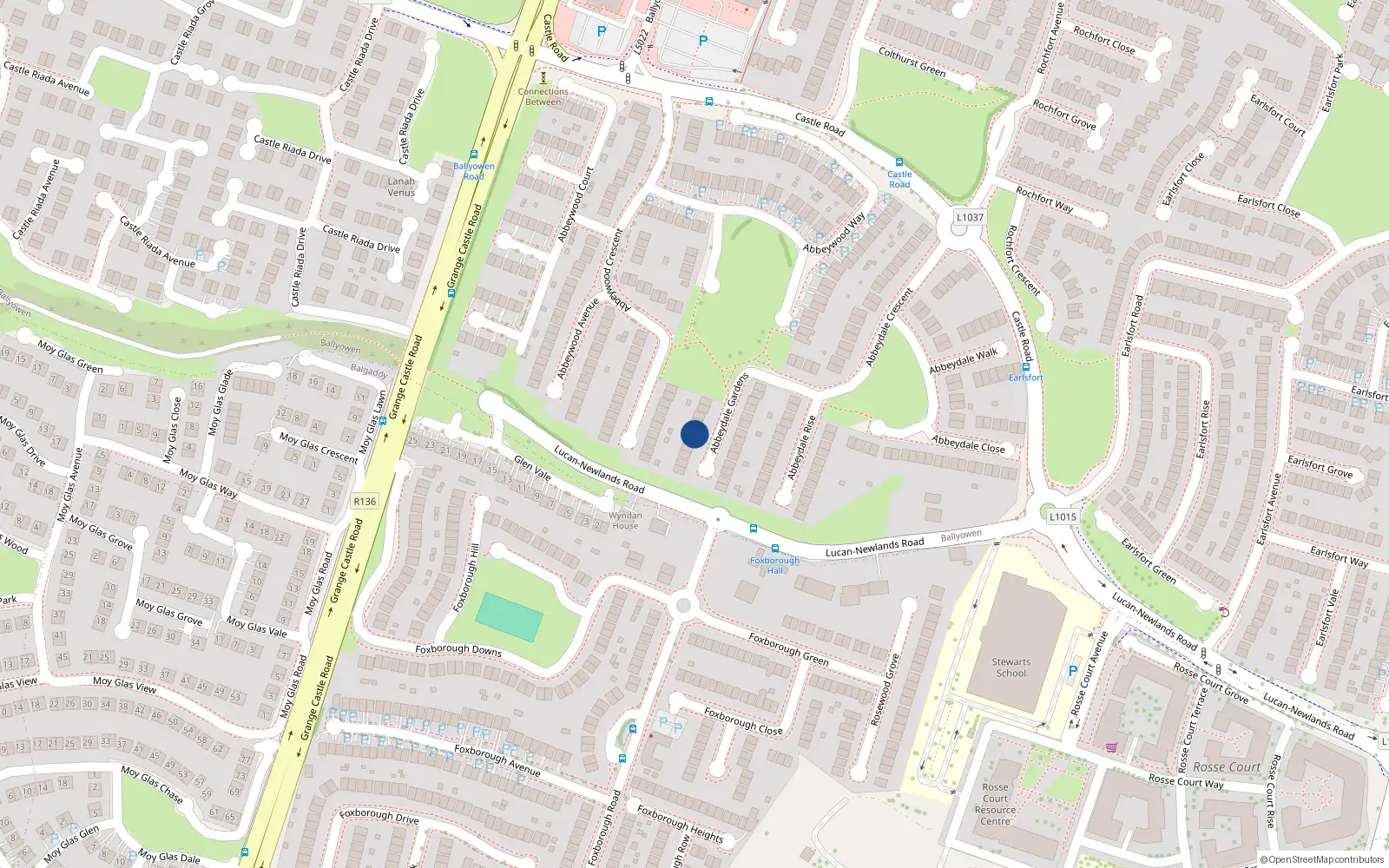 Overhead map showing the location of 11 Abbeydale Gardens, Lucan