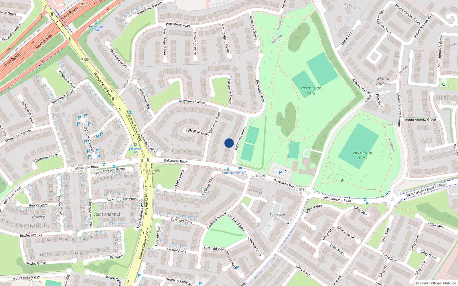 Overhead map showing the location of 11 Ballyowen Green, Lucan