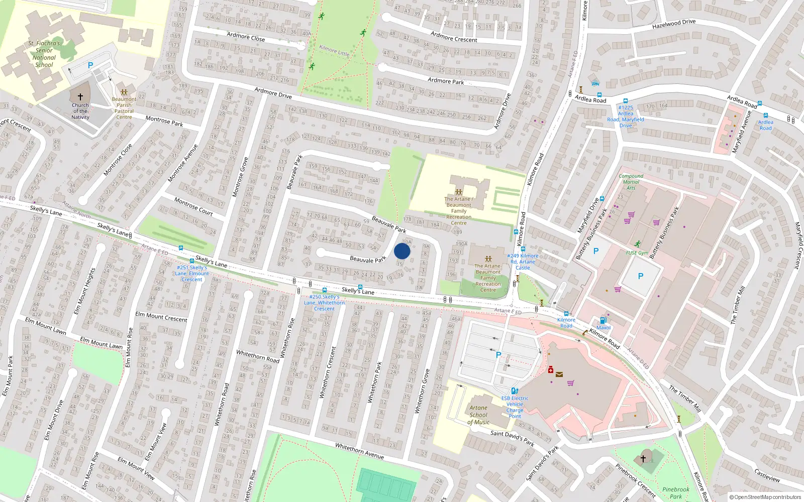 Overhead map showing the location of 11 Beauvale Park, Dublin 5