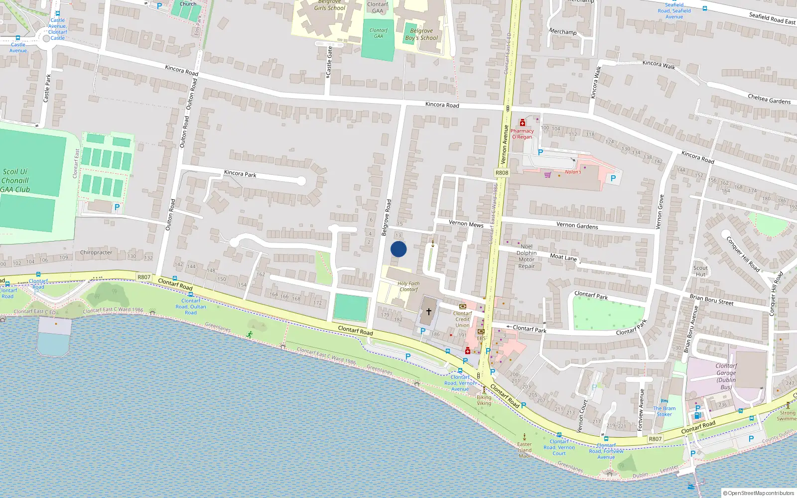 Overhead map showing the location of 11 Belgrove Road, Dublin 3