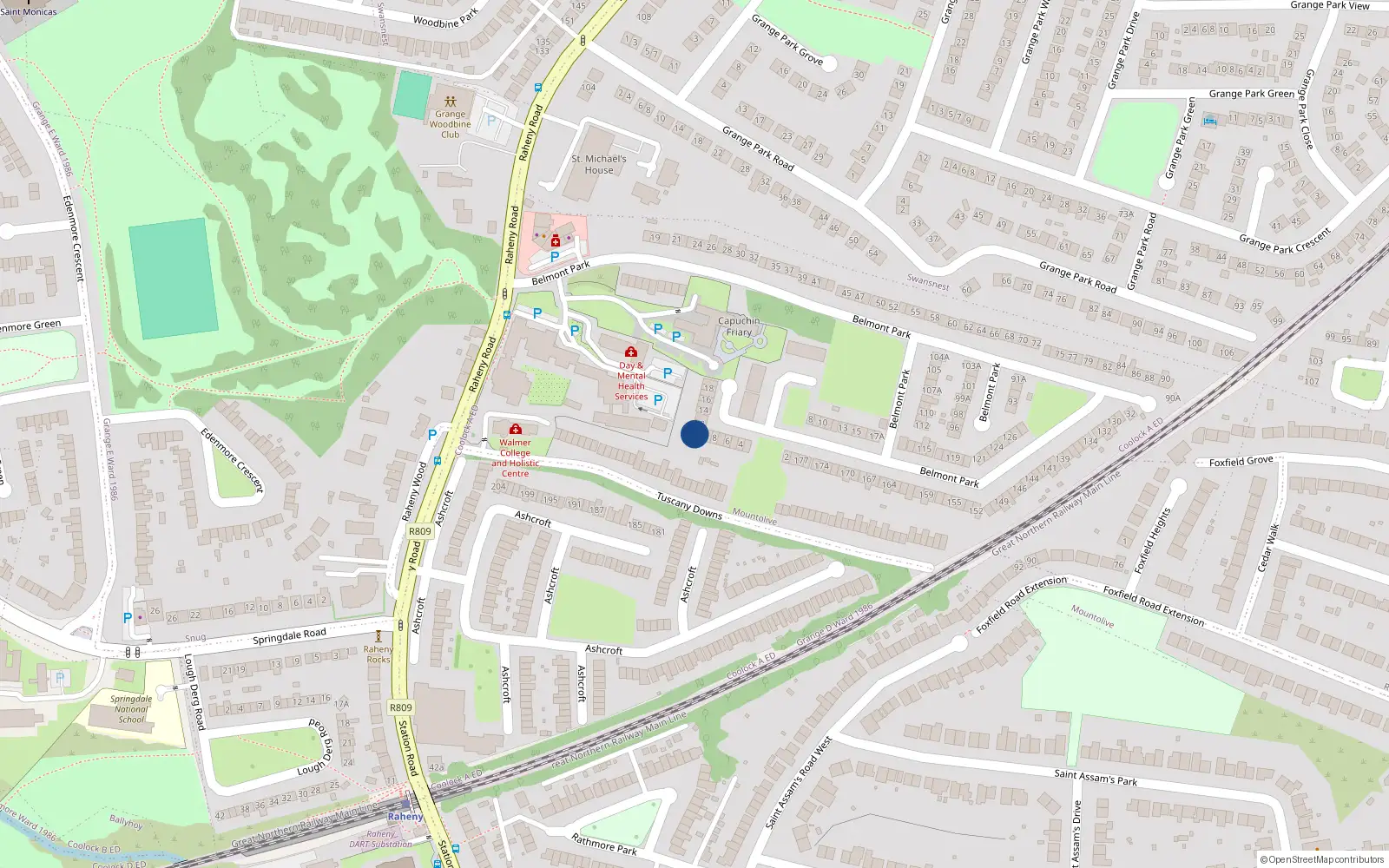 Overhead map showing the location of 11 Belmont Square, Dublin 5