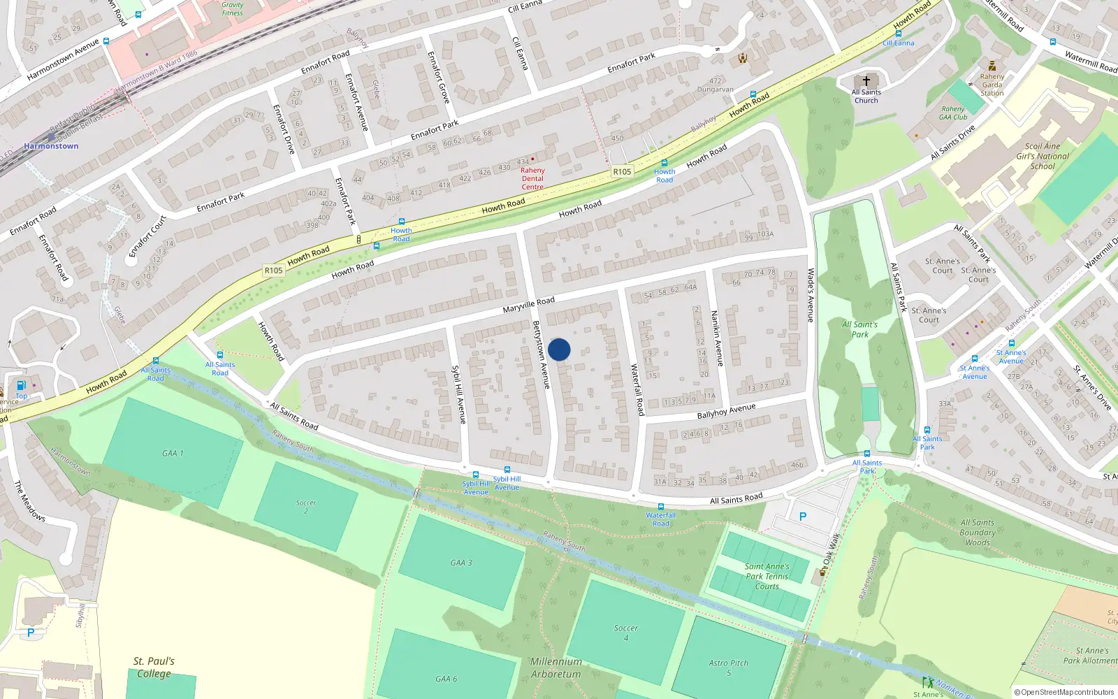 Overhead map showing the location of 11 Bettystown Avenue, Dublin 5