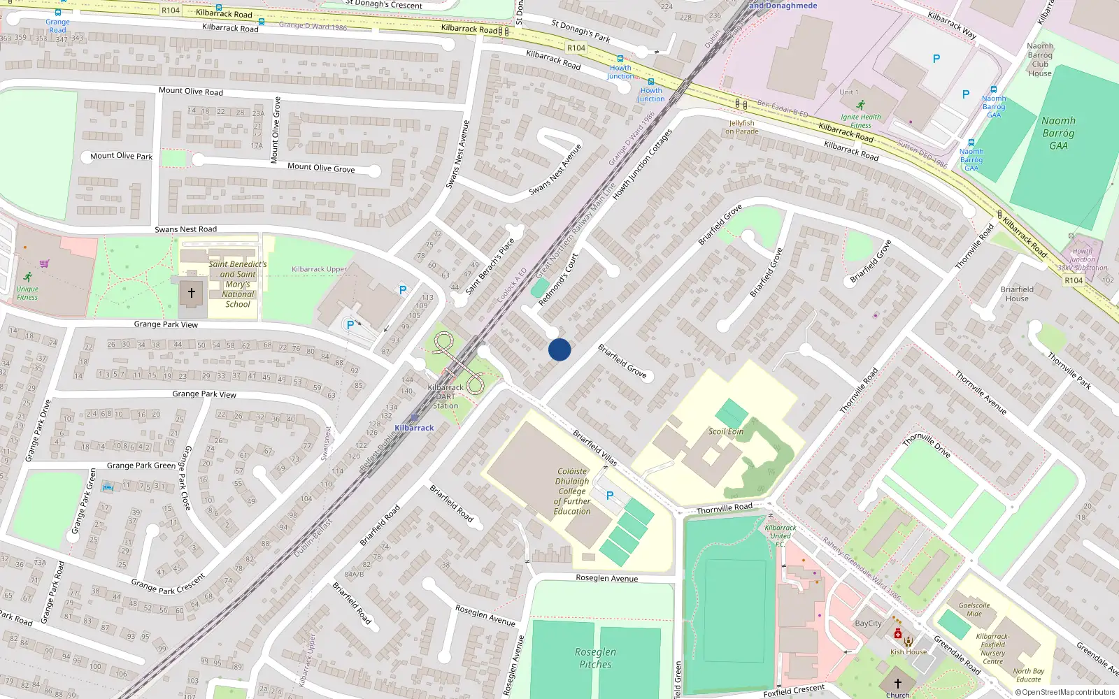 Overhead map showing the location of 11 Briarfield Grove, Dublin 5