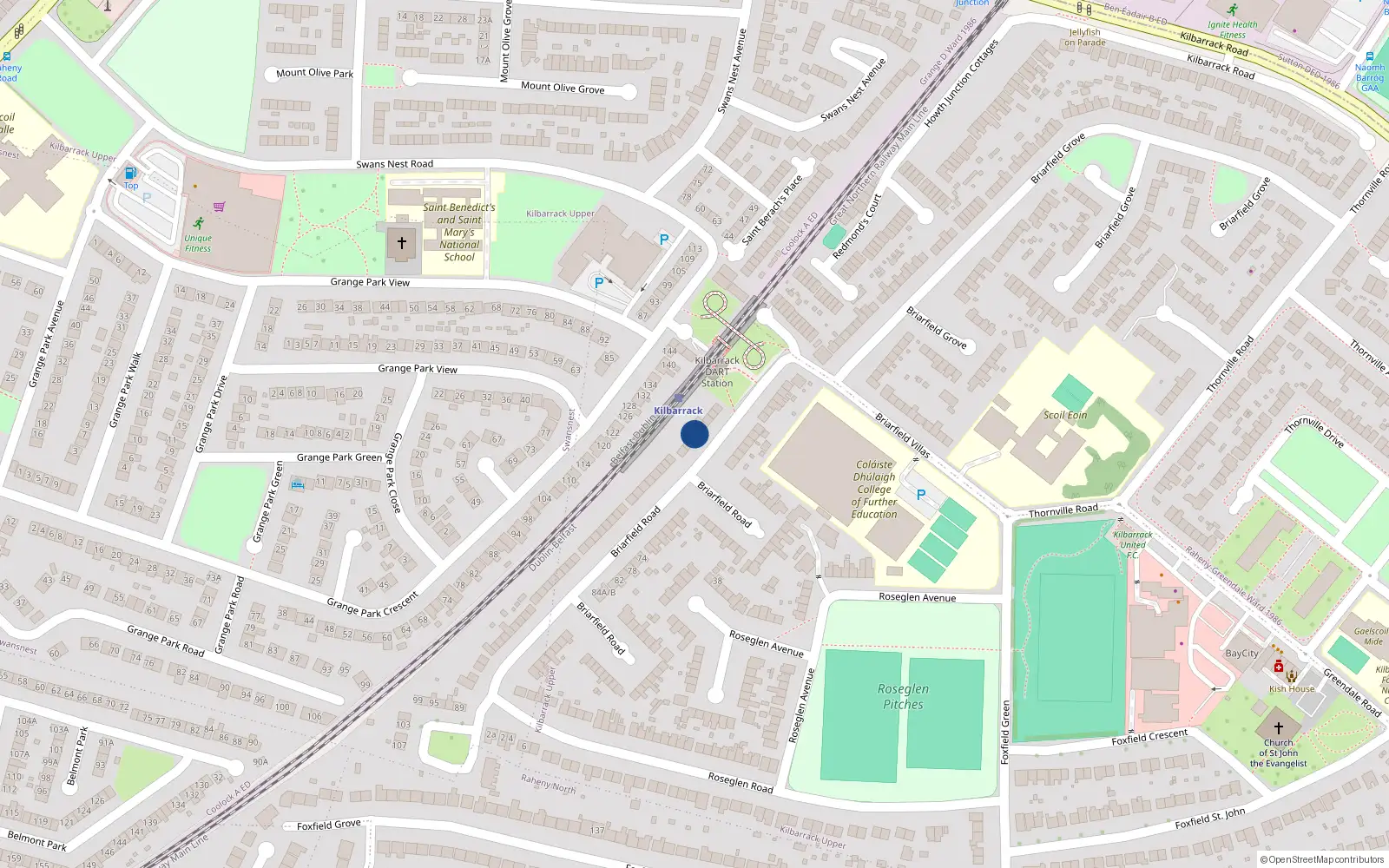 Overhead map showing the location of 11 Briarfield Road, Dublin 5