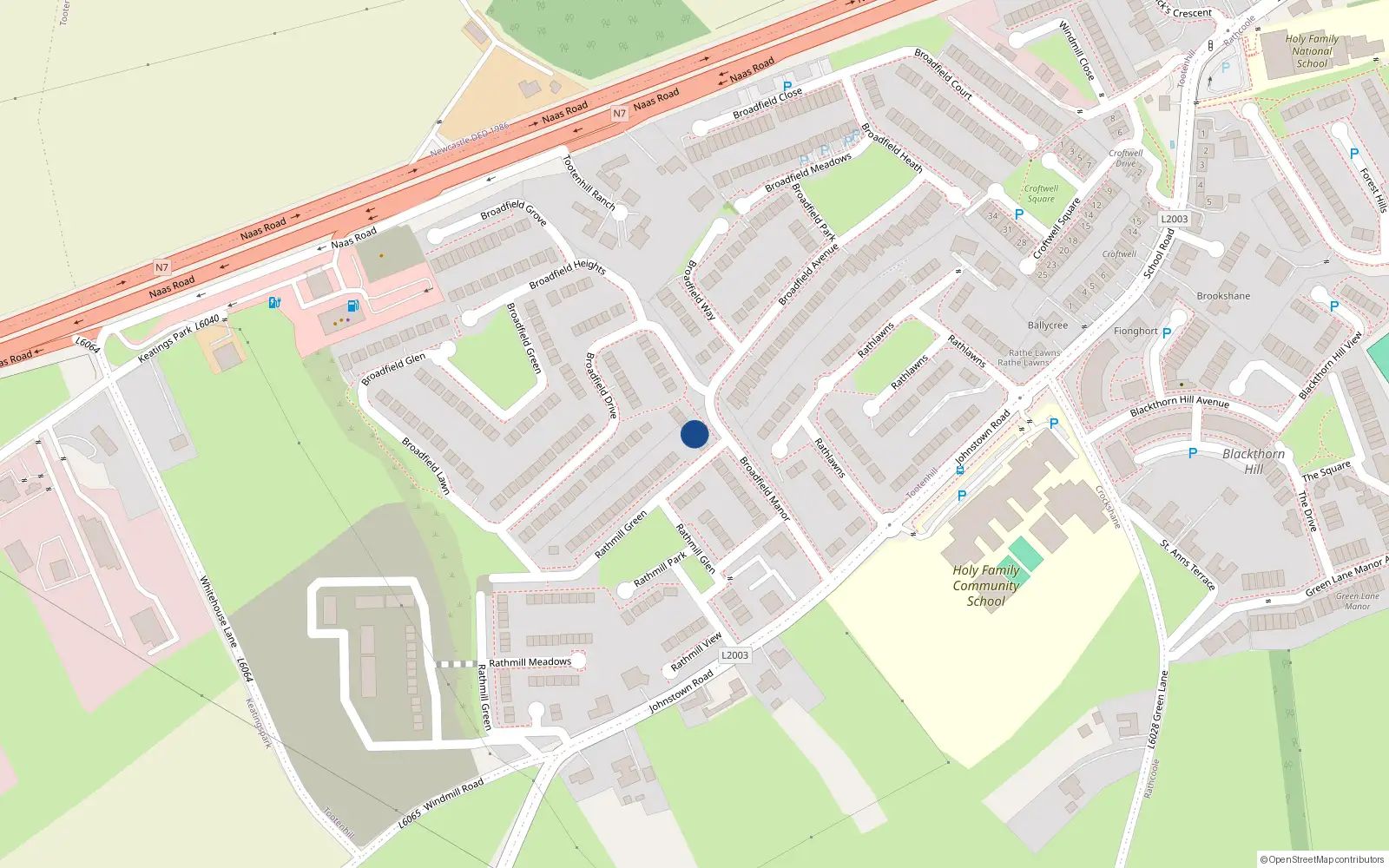 Overhead map showing the location of 11 Broadfield Grange, Tootenhill