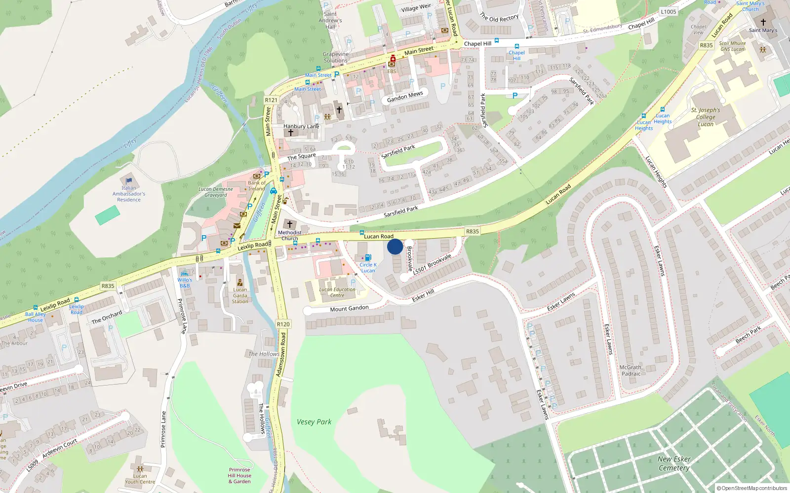 Overhead map showing the location of 11 Brookvale, Lucan