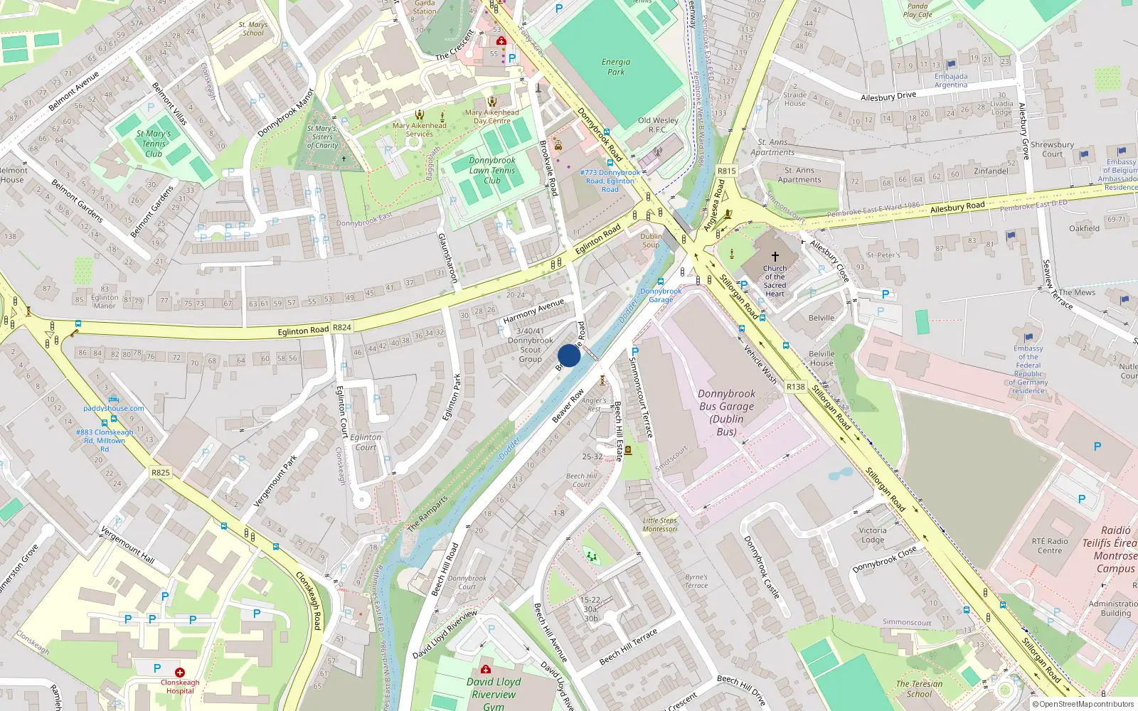 Overhead map showing the location of 11 Brookvale Road, Donnybrook