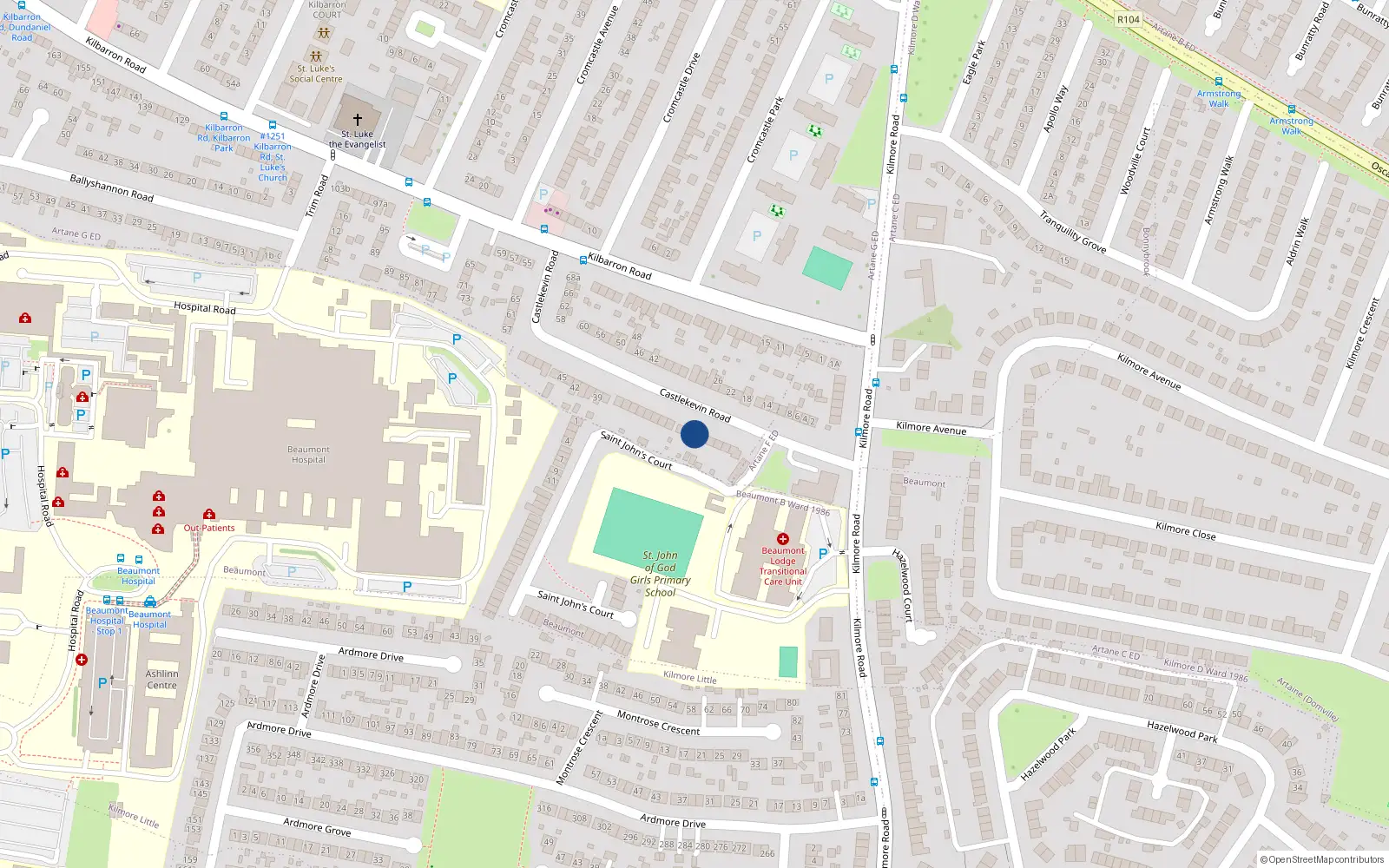 Overhead map showing the location of 11 Castlekevin Road, Dublin 5