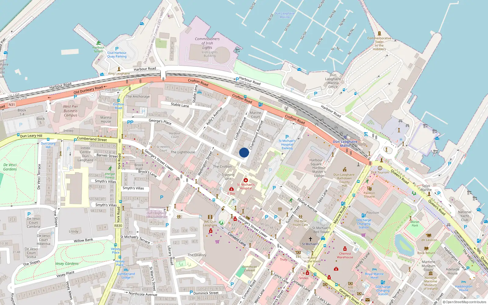 Overhead map showing the location of 11 Charlemont Avenue, Dublin