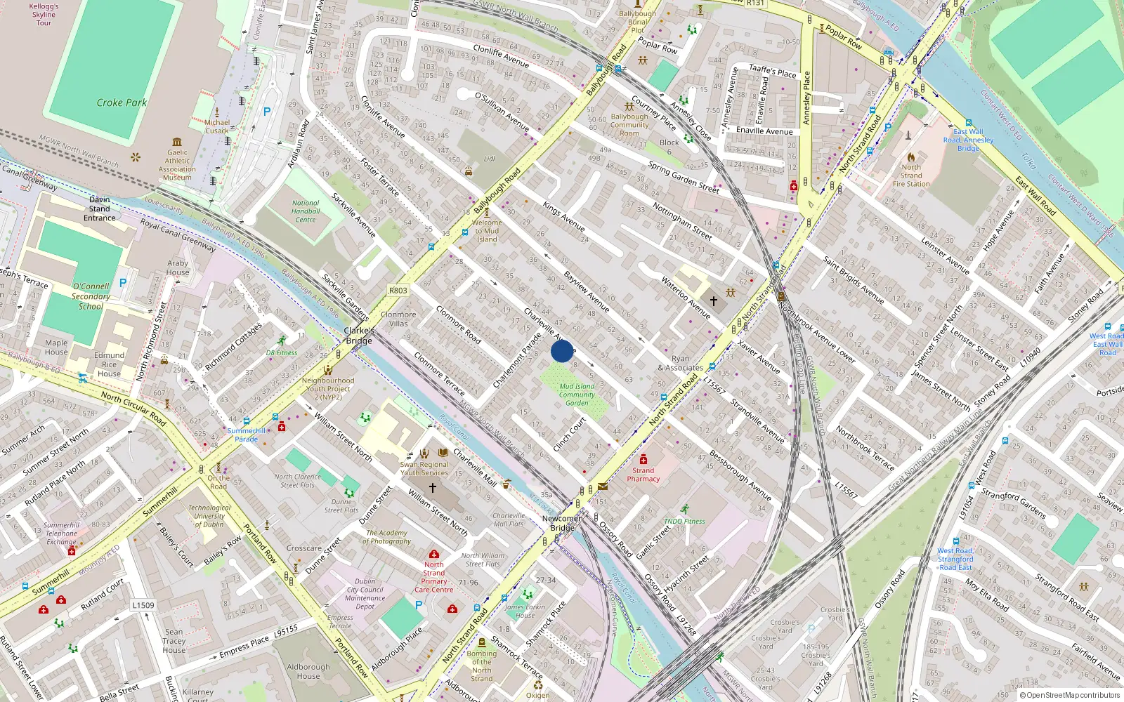 Overhead map showing the location of 11 Charleville Avenue, North Strand, Fairview