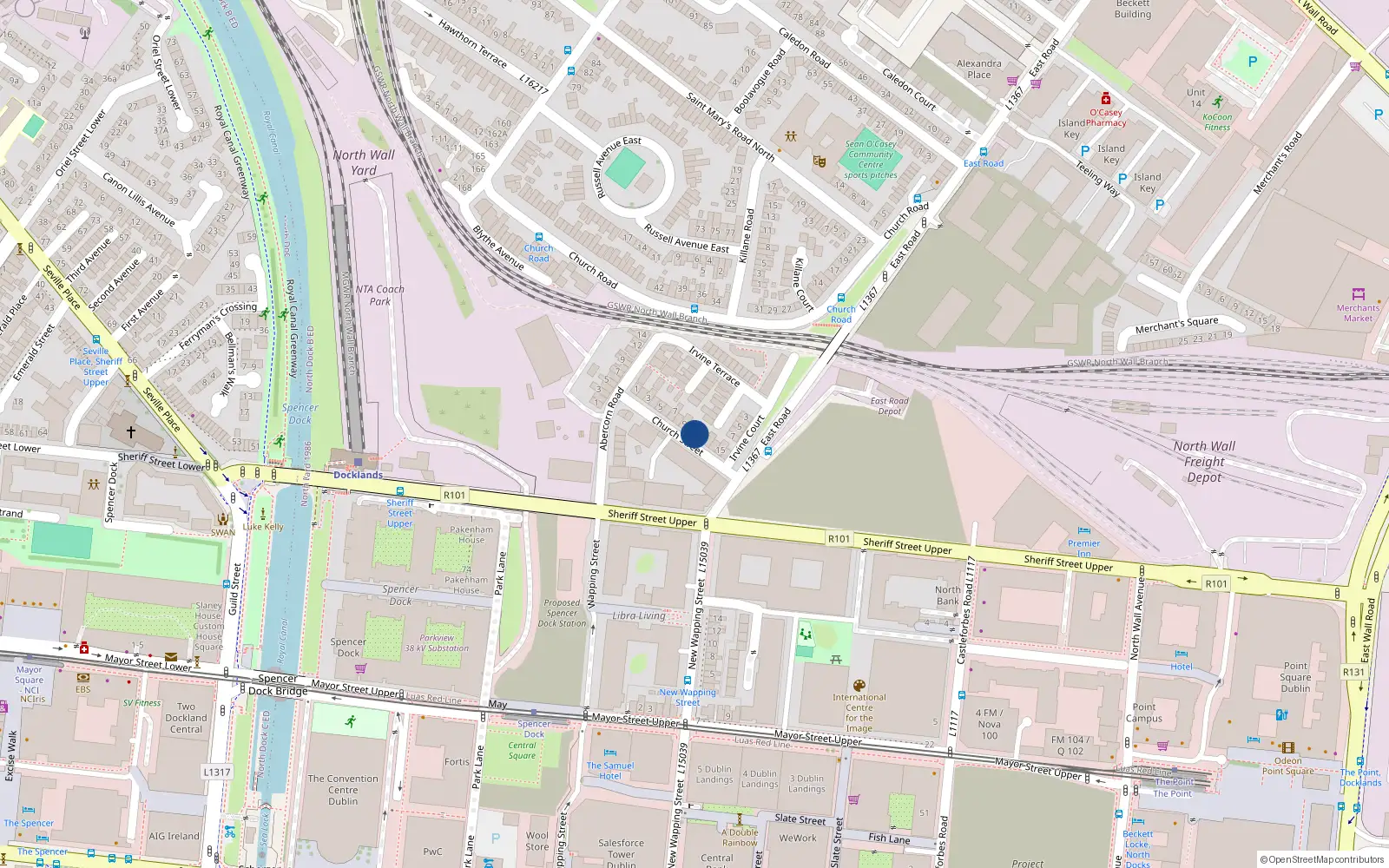 Overhead map showing the location of 11 Church Street East, Dublin 3