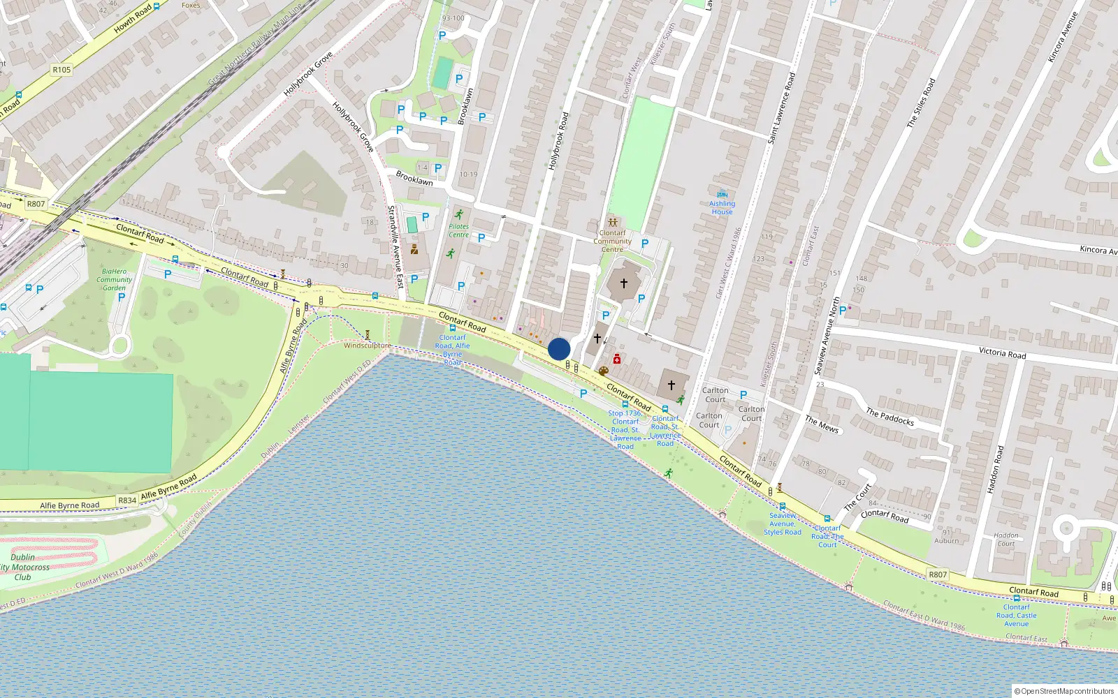 Overhead map showing the location of 59 Churchfield, Dublin 3