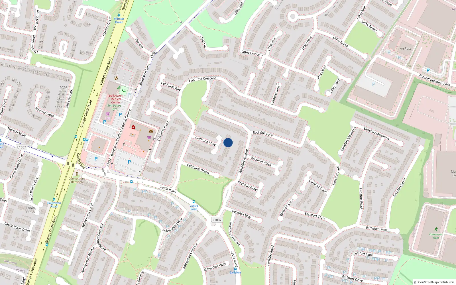 Overhead map showing the location of 11 Colthurst Mews, Lucan, Dublin