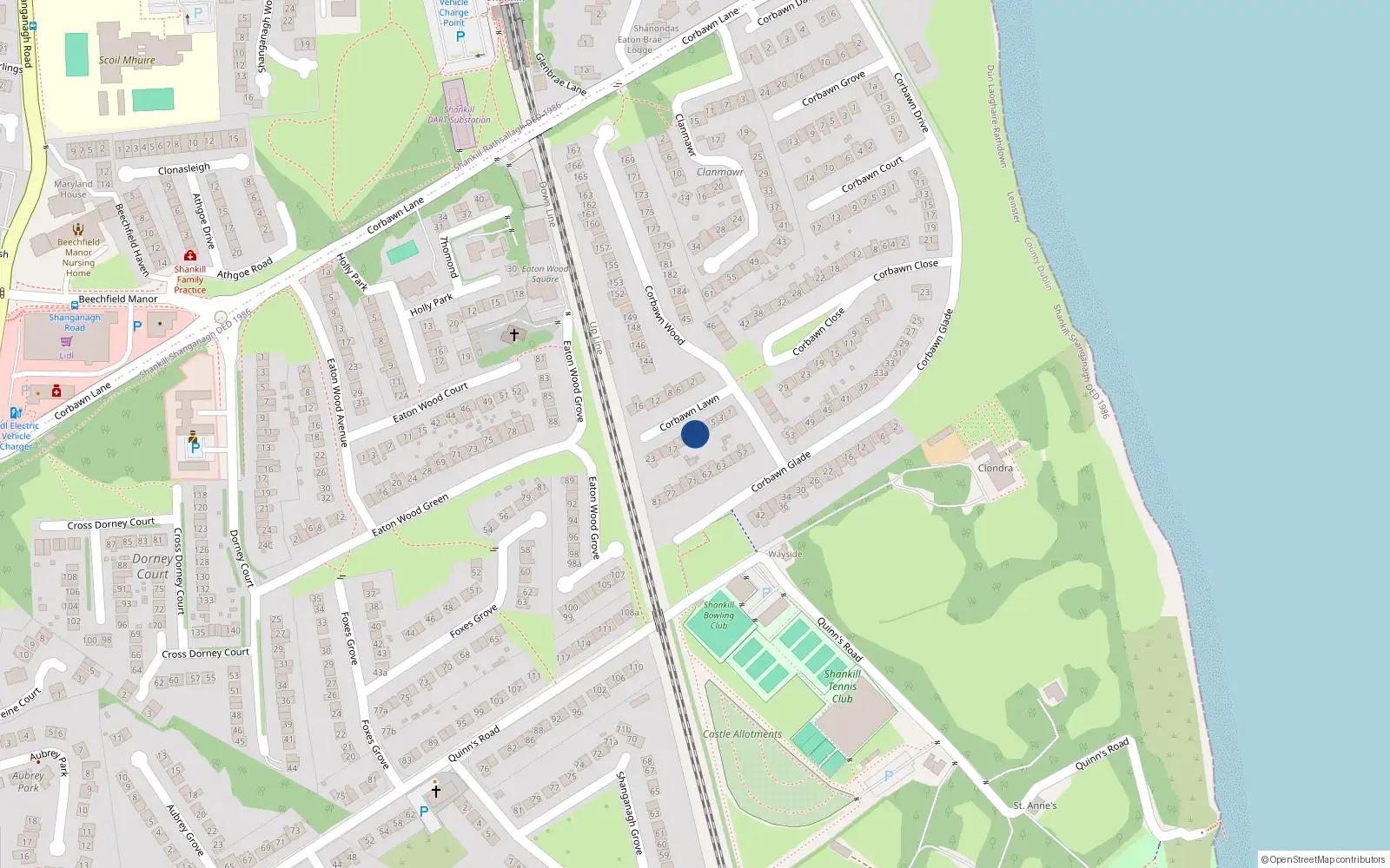 Overhead map showing the location of 11 Corbawn Lawn, Dublin