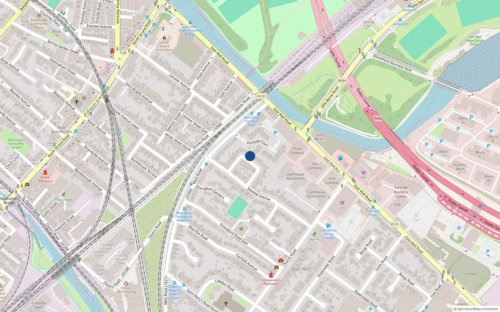 Overhead map showing the location of 11 Crescent Gardens, Dublin 3