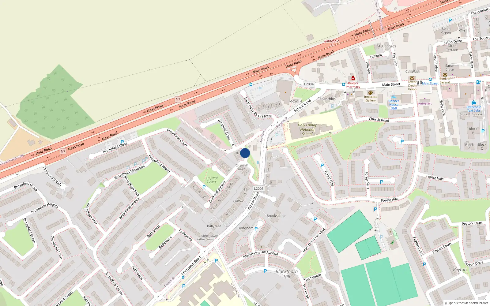 Overhead map showing the location of 11 Croftwell Drive, Tootenhill