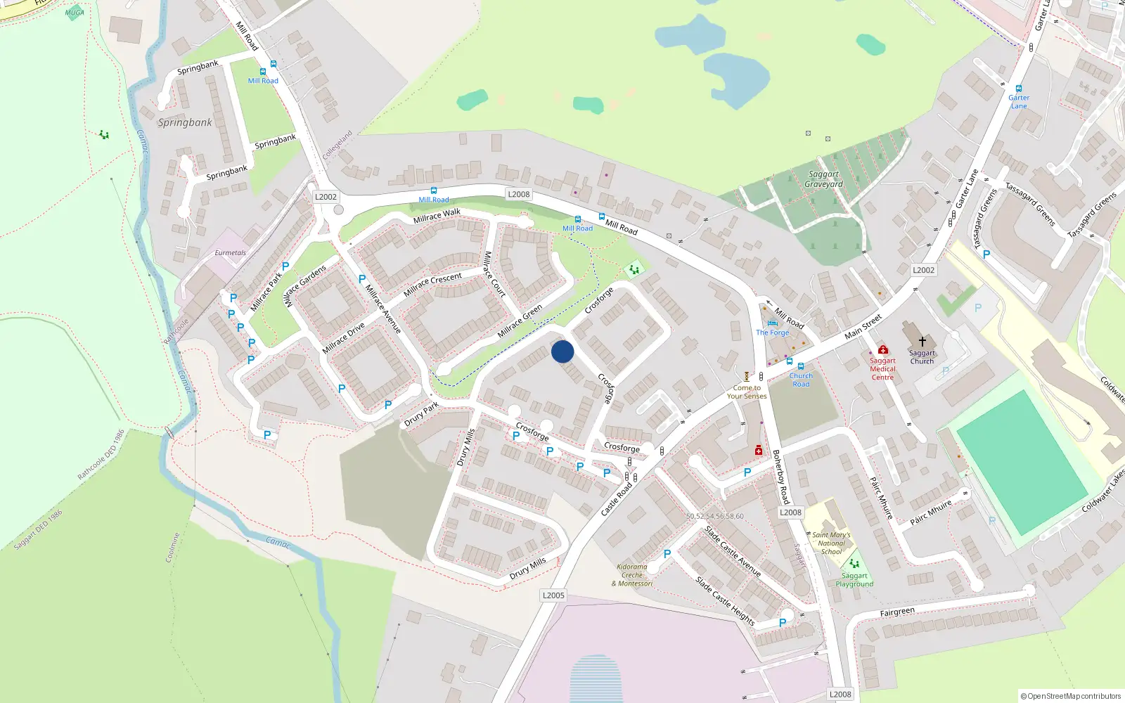 Overhead map showing the location of 11 Crosforge, Saggart