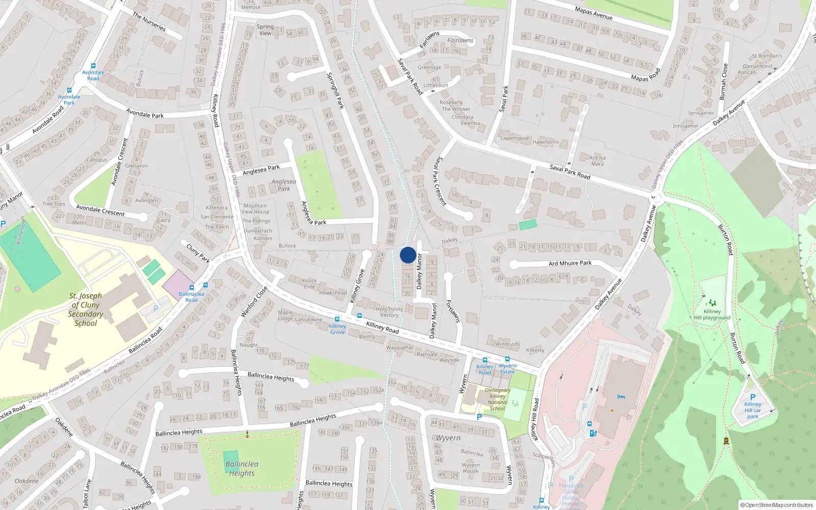 Overhead map showing the location of 11 Dalkey Manor, Dalkey