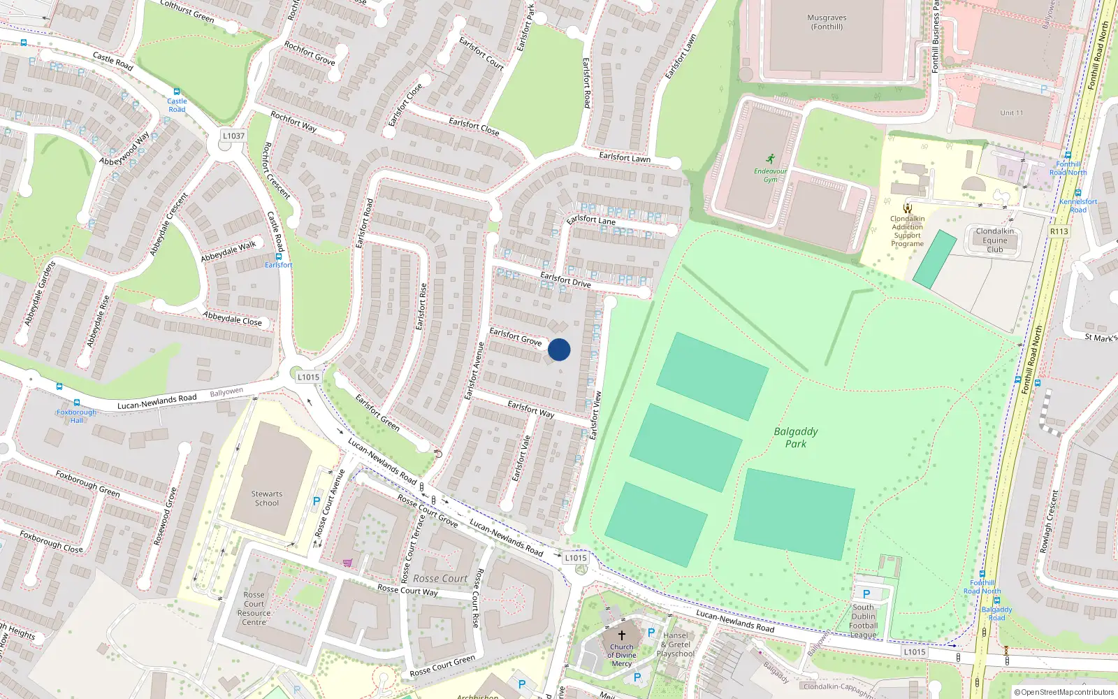 Overhead map showing the location of 11 Earlsfort Grove, Lucan