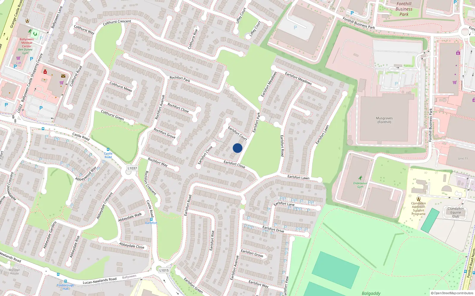 Overhead map showing the location of 11 Earlsfort Park, Lucan