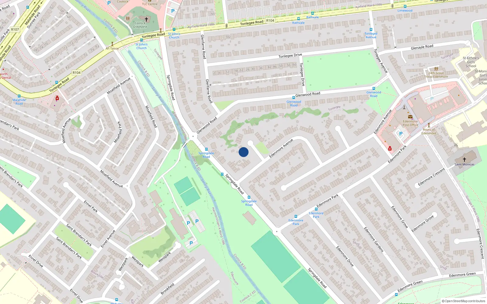 Overhead map showing the location of 11 Edenmore Avenue, Raheny, Dublin 5