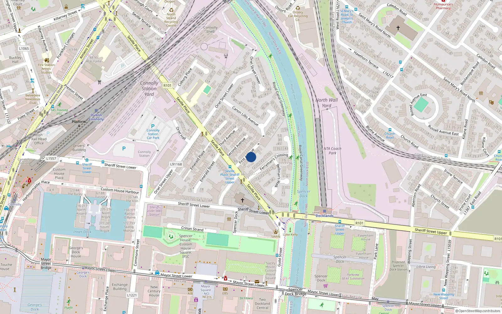 Overhead map showing the location of 11 First Avenue, Dublin 1