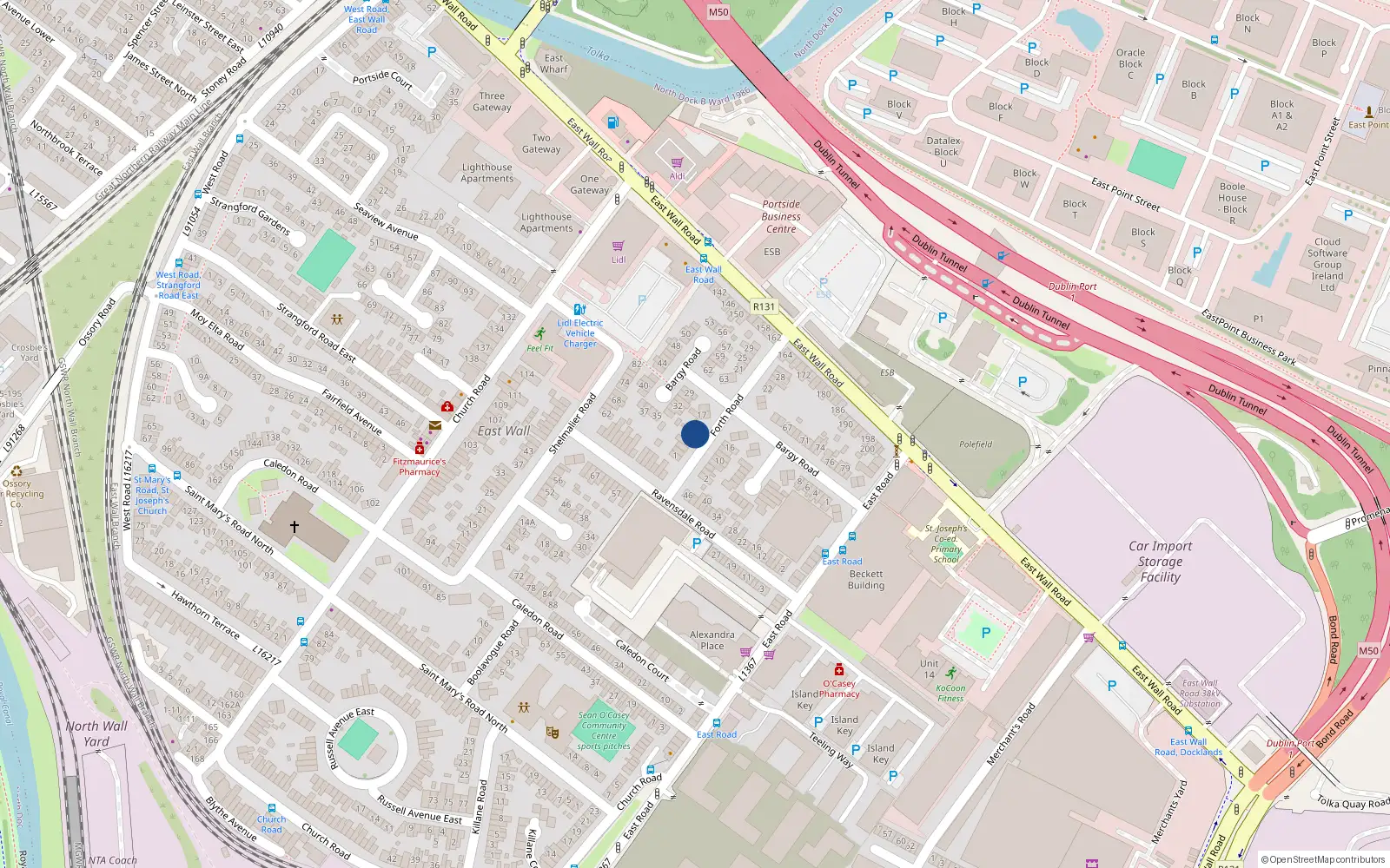 Overhead map showing the location of 11 Forth Road, Dublin 3
