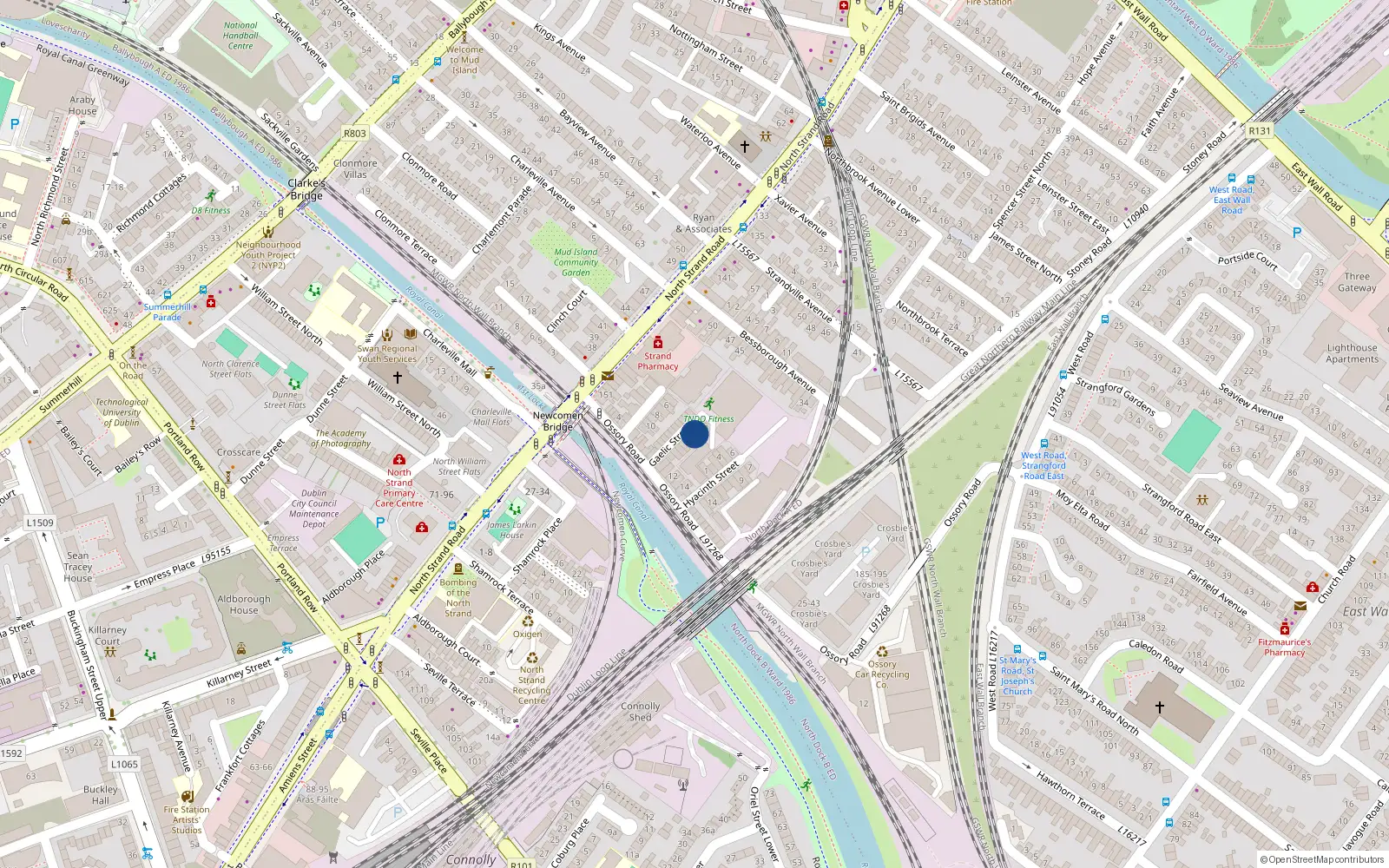 Overhead map showing the location of 11 Gaelic Street, Dublin 3