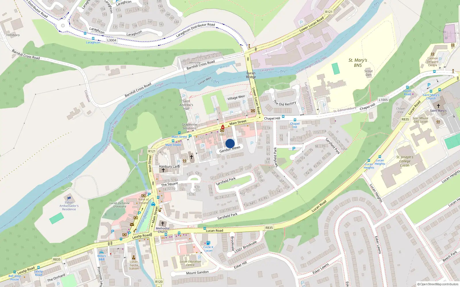 Overhead map showing the location of 11 Gandon Mews, Lucan