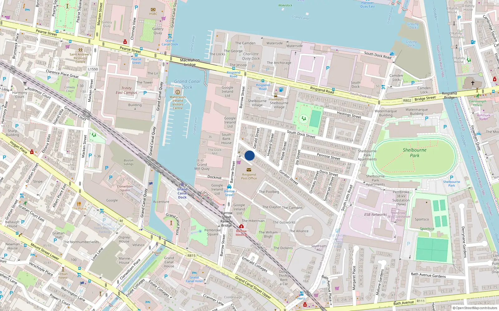 Overhead map showing the location of 11 Gordon Street, Dublin 4