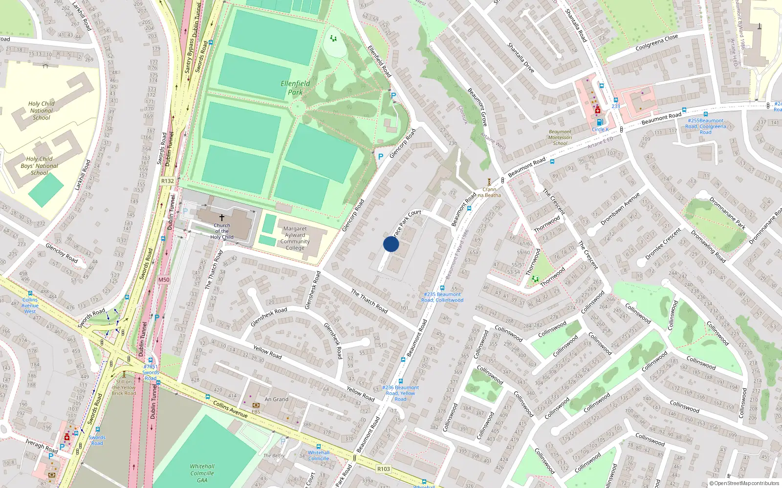 Overhead map showing the location of 11 Grace Park Court, Dublin 5