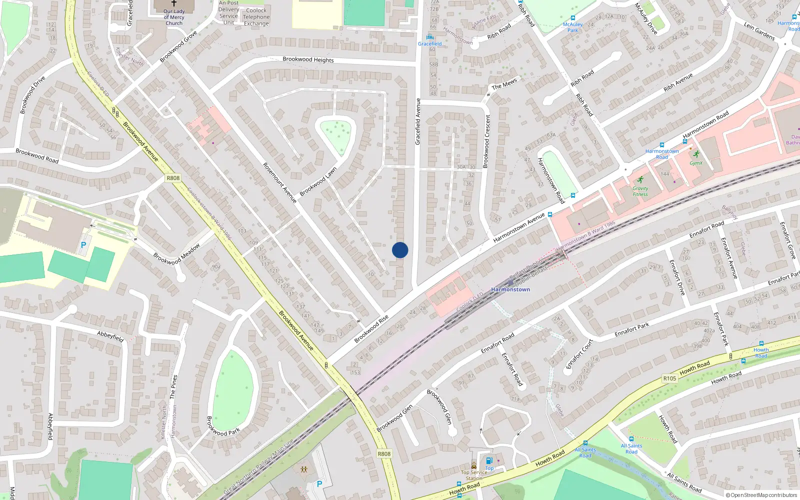Overhead map showing the location of 11 Gracefield Avenue, Dublin 5