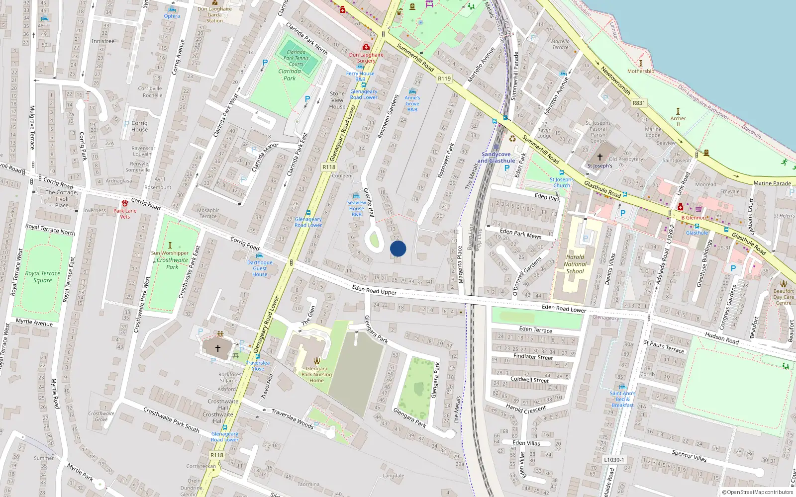 Overhead map showing the location of 11 Granite Hall, Dublin
