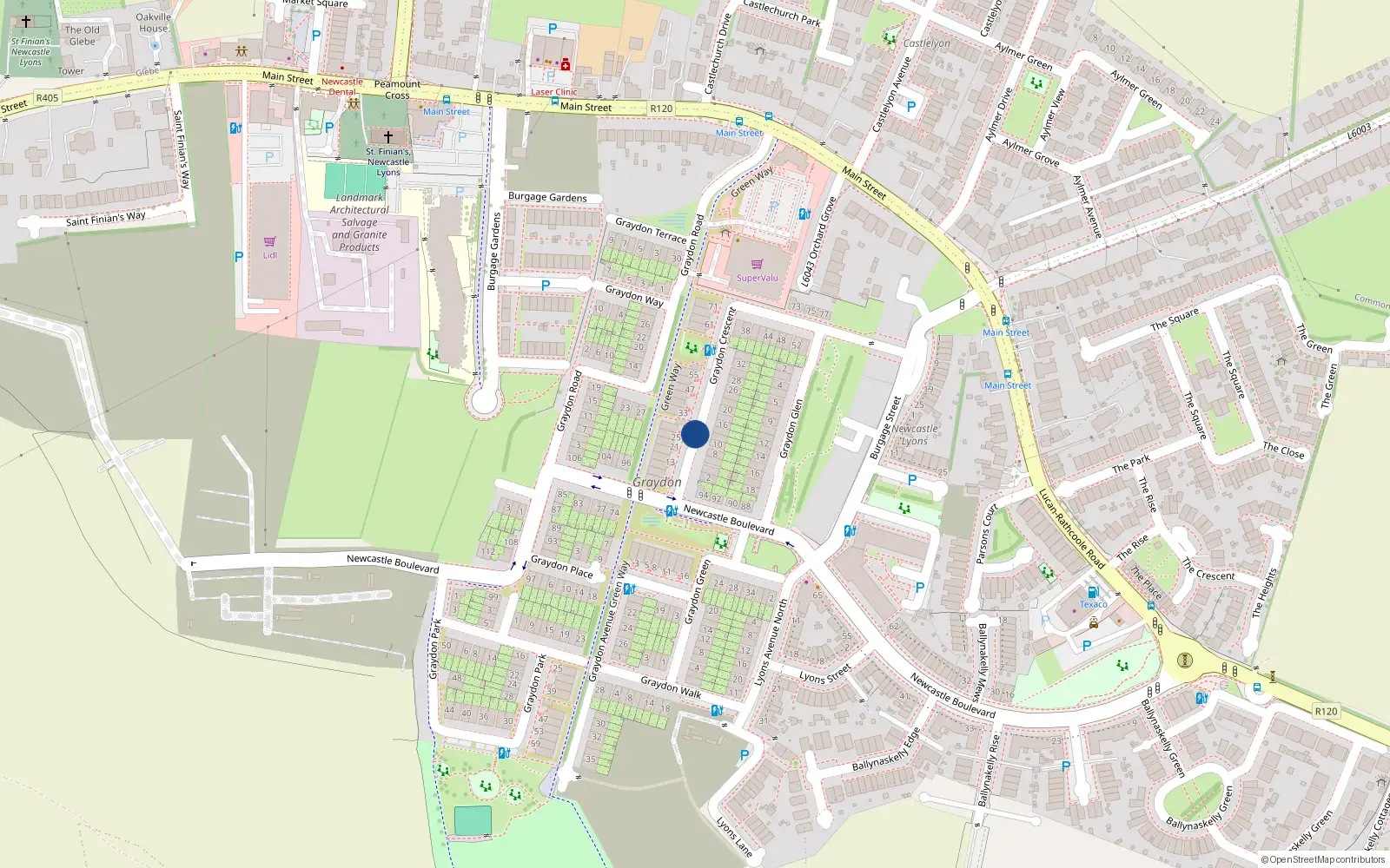 Overhead map showing the location of 11 Graydon Crescent, Newcastle South
