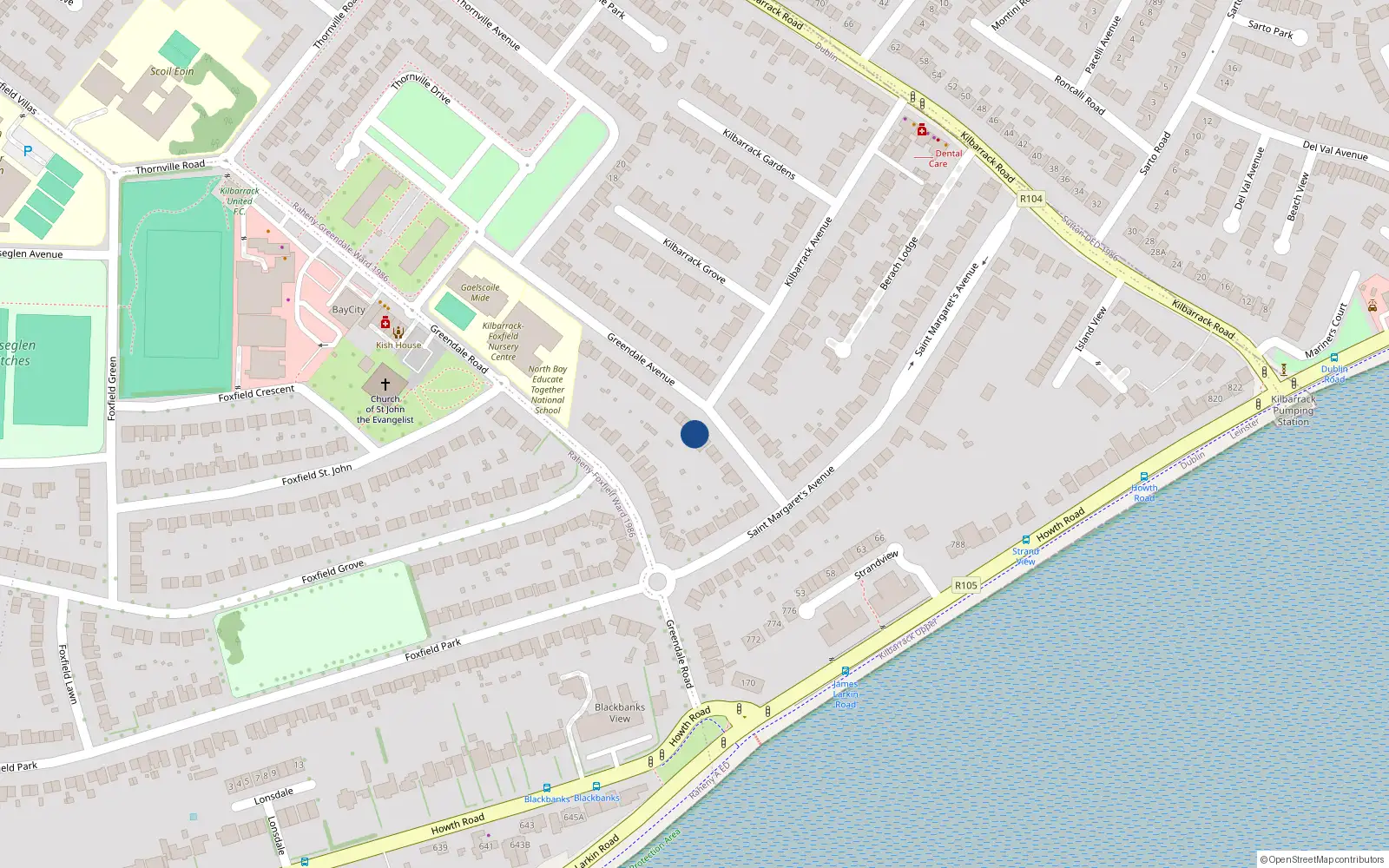 Overhead map showing the location of 11 Greendale Avenue, Raheny, Dublin 5