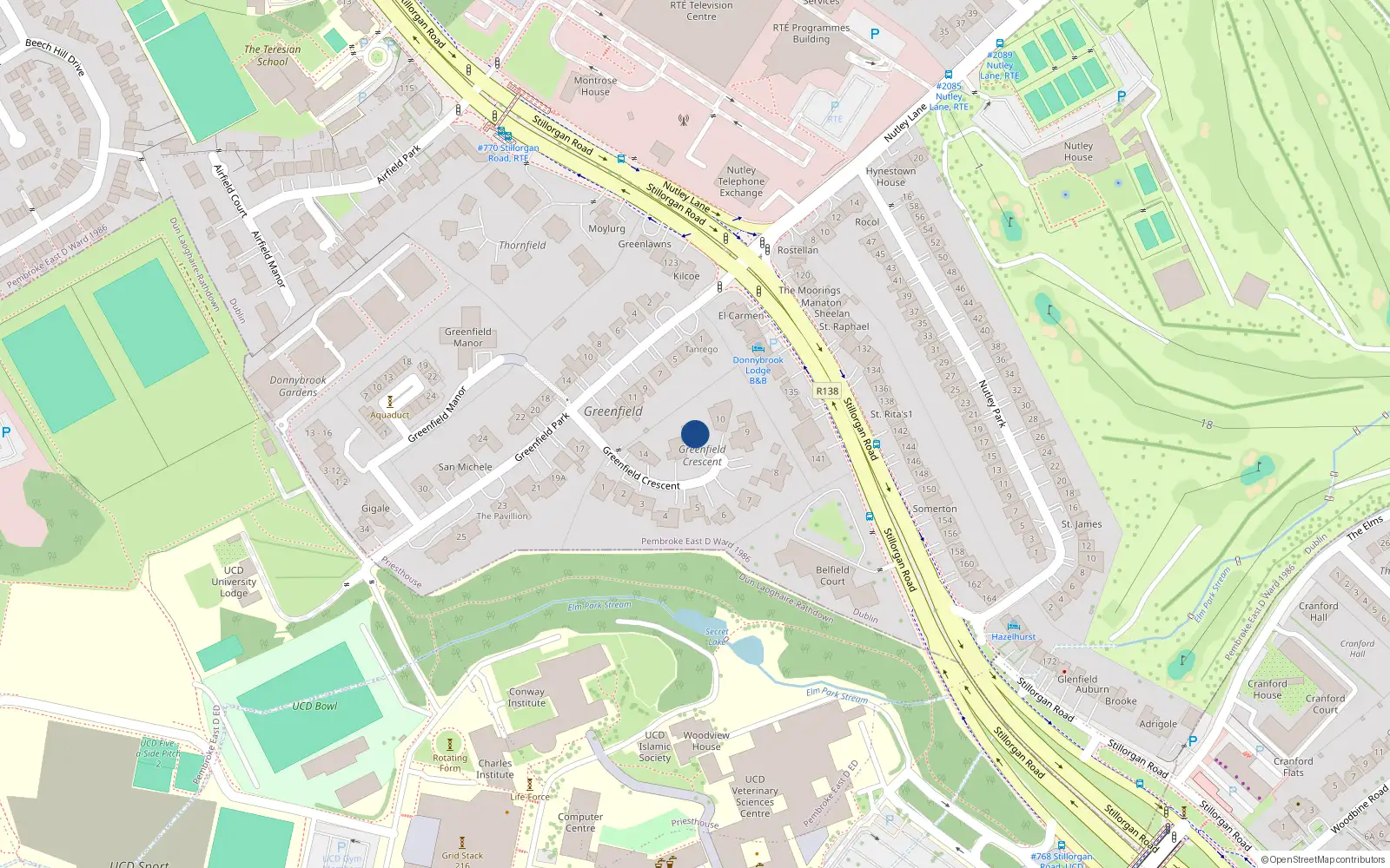 Overhead map showing the location of 11 Greenfield Crescent, Priesthouse