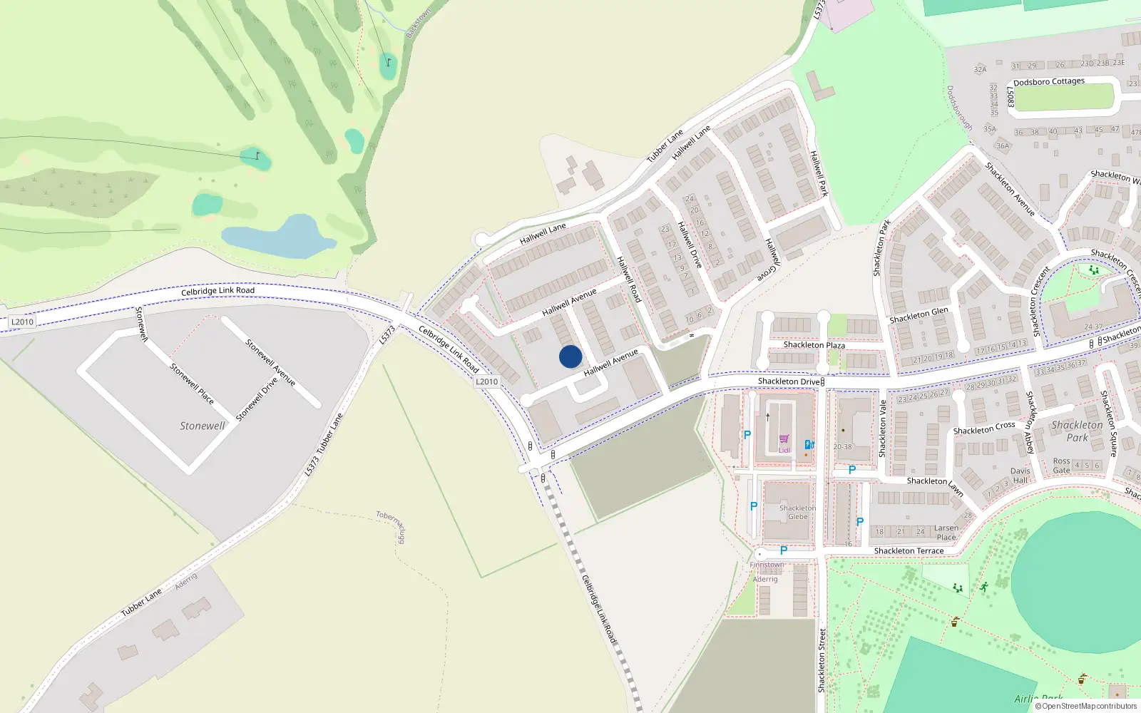 Overhead map showing the location of 11 Hallwell Avenue, Lucan