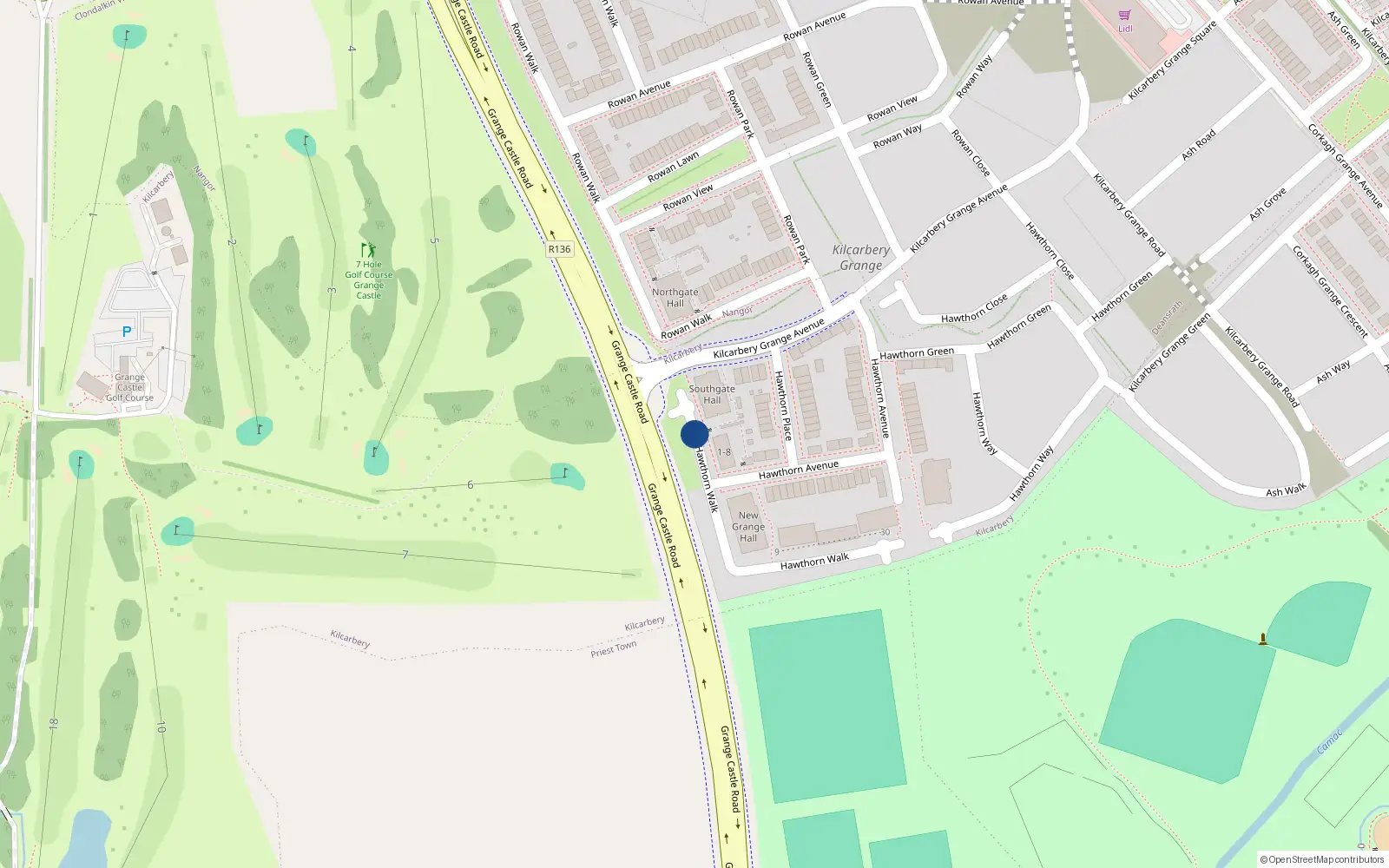 Overhead map showing the location of 11 Hawthorn Walk, Kilcarbery