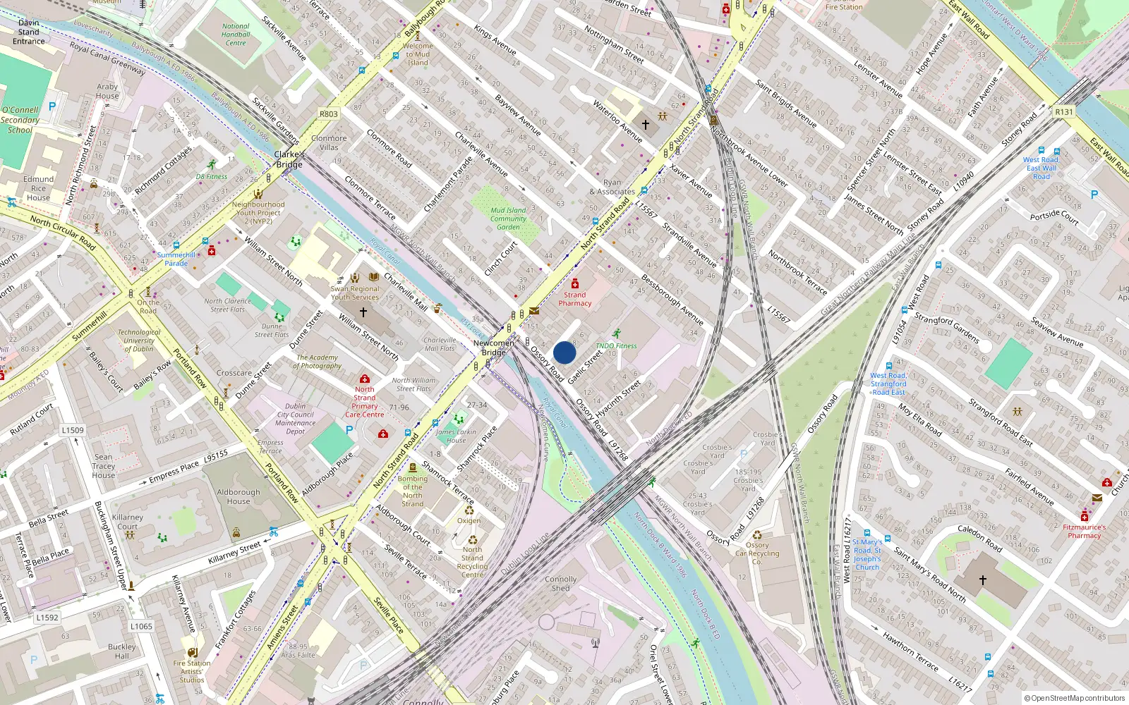 Overhead map showing the location of 11 Hibernian Avenue, Dublin