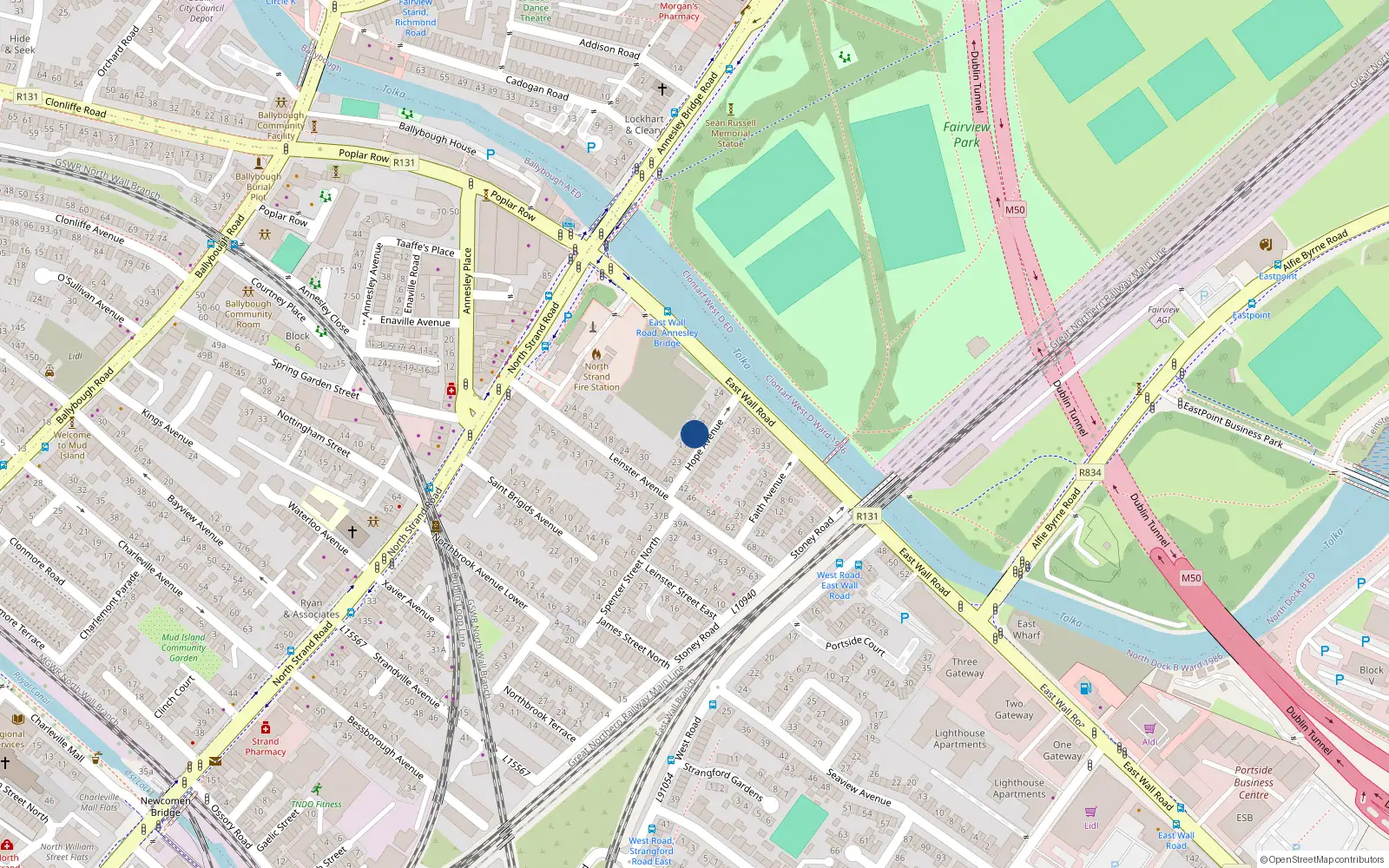 Overhead map showing the location of 11 Hope Avenue, Dublin 3