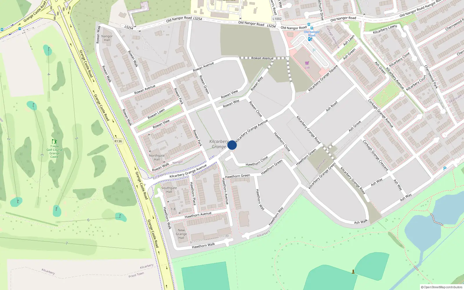 Overhead map showing the location of 11 Kilcarbery Grange Avenue