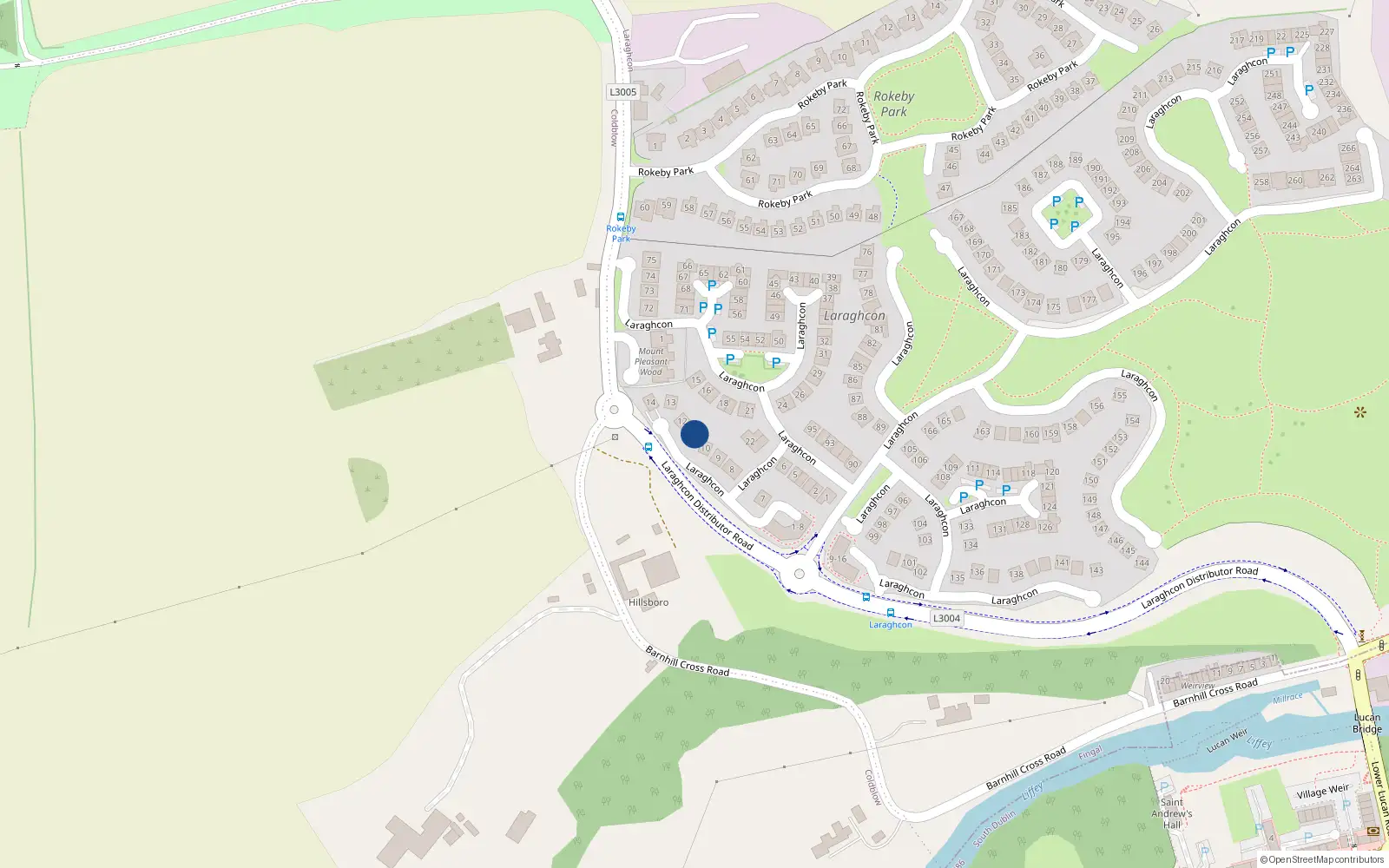 Overhead map showing the location of 11 Laraghcon, Lucan
