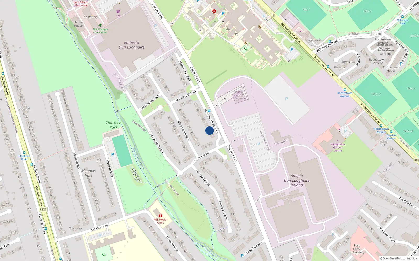 Overhead map showing the location of 11 Mc Intosh Park, Co Dublin