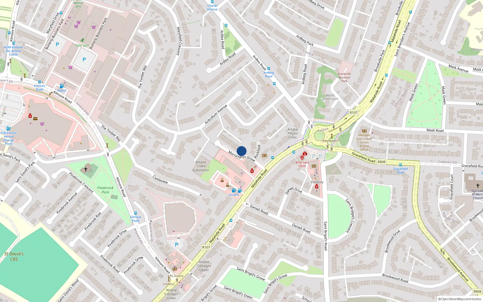 Overhead map showing the location of 11 Mornington Grove, Dublin 5