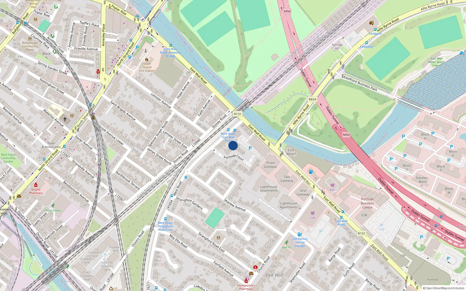 Overhead map showing the location of 11 Portside Court, East Wall, Dublin 3