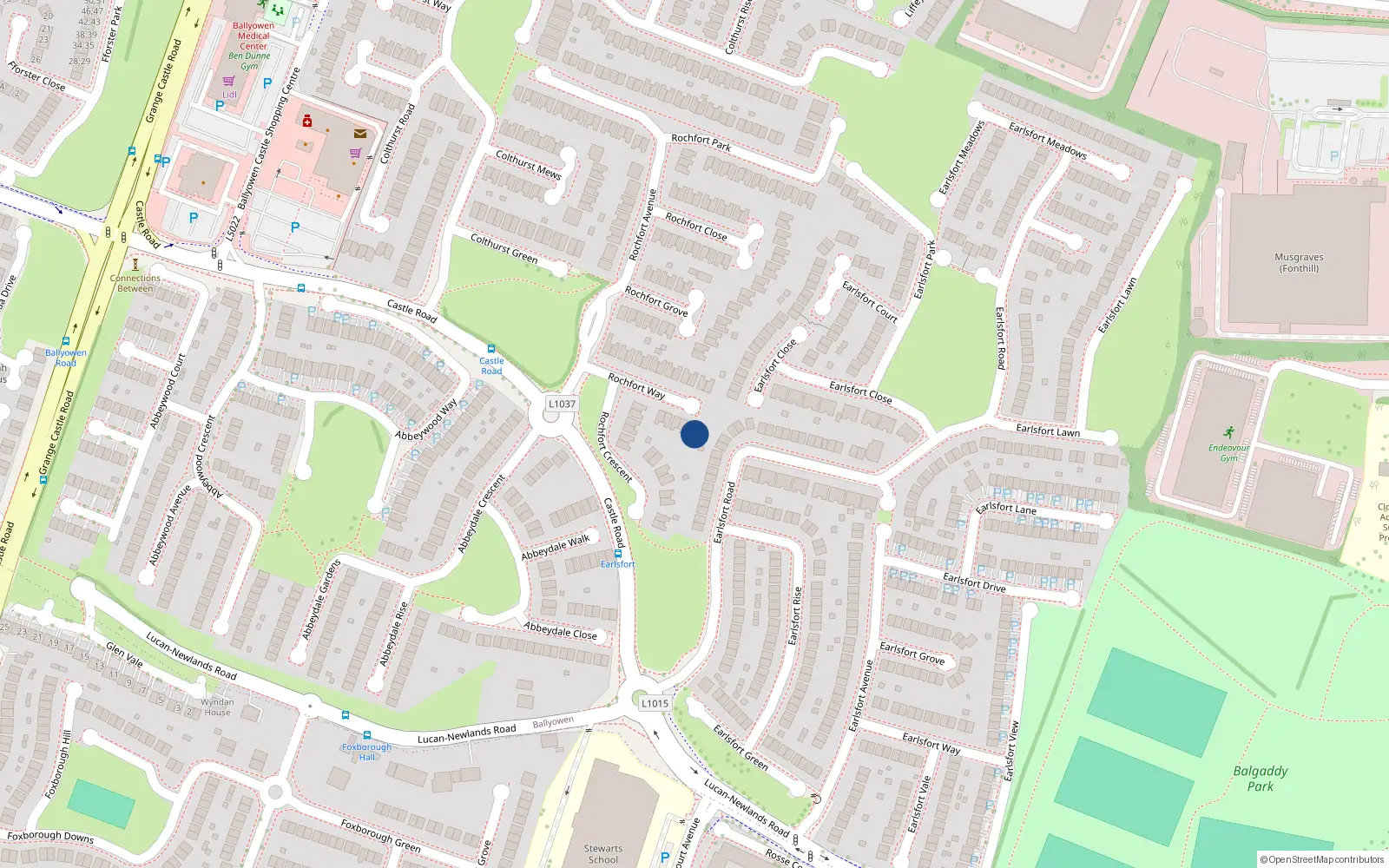 Overhead map showing the location of 11 Rochfort Way, Lucan