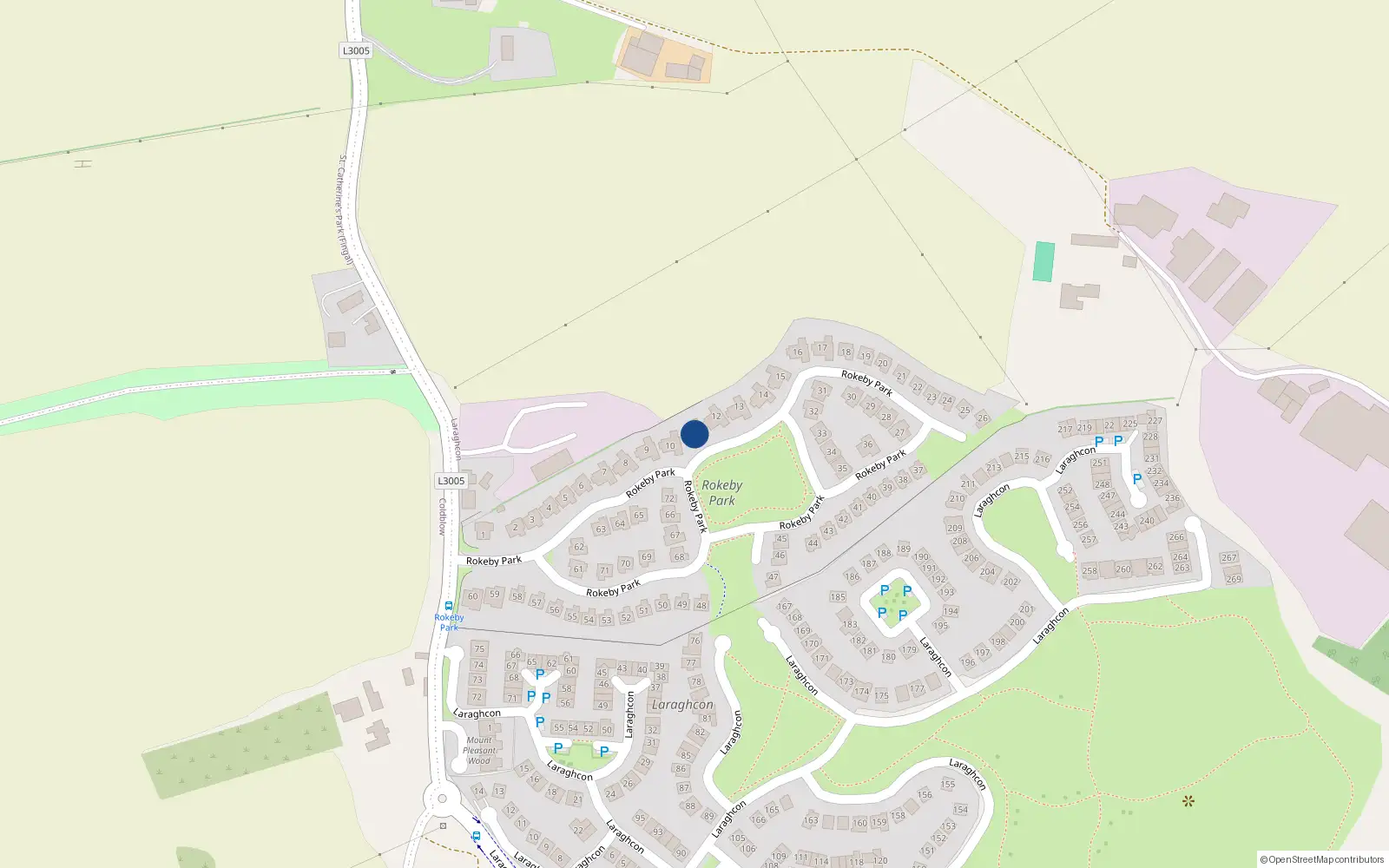 Overhead map showing the location of 11 Rokeby Park, Lucan