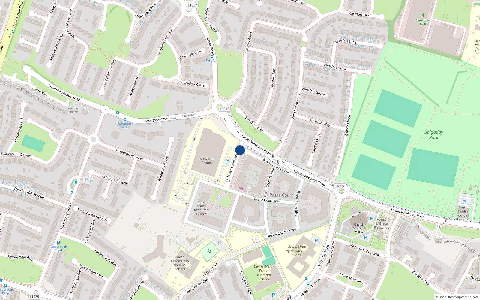 Overhead map showing the location of 11 Rosse Court Avenue, Lucan