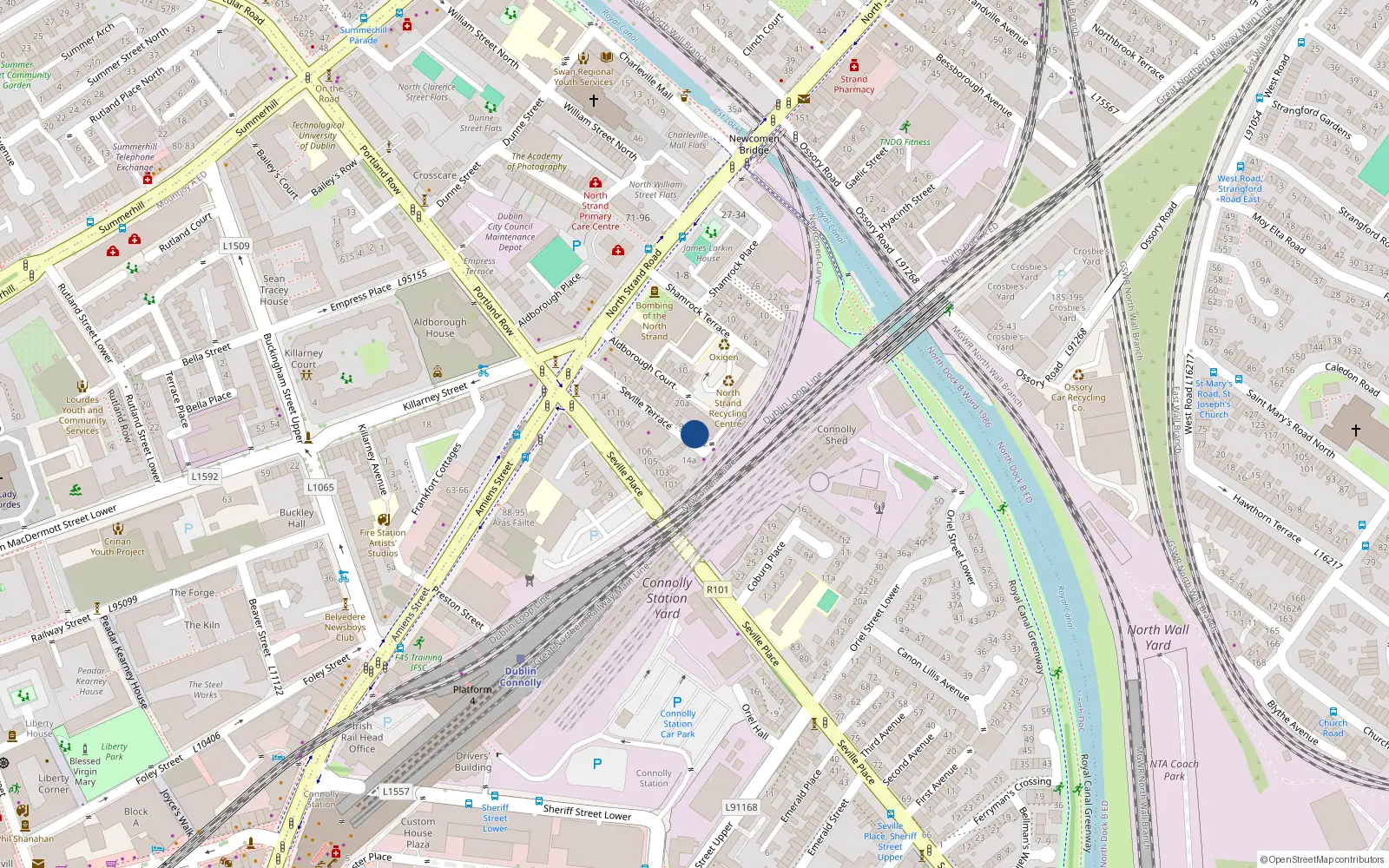 Overhead map showing the location of 11 Seville Terrace, Dublin 1