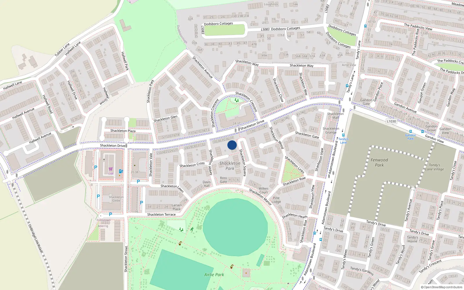 Overhead map showing the location of 11 Shackleton Square, Lucan